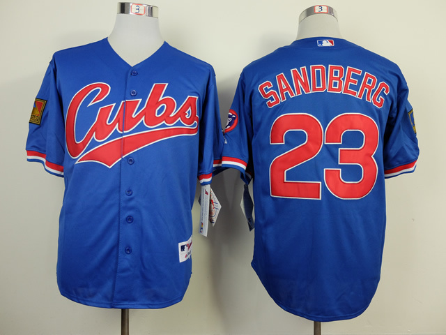 Men Chicago Cubs 23 Sandberg Blue Throwback 1994 MLB Jerseys